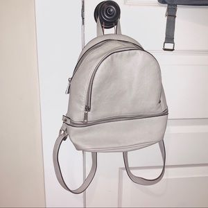 Gray mini faux leather backpack